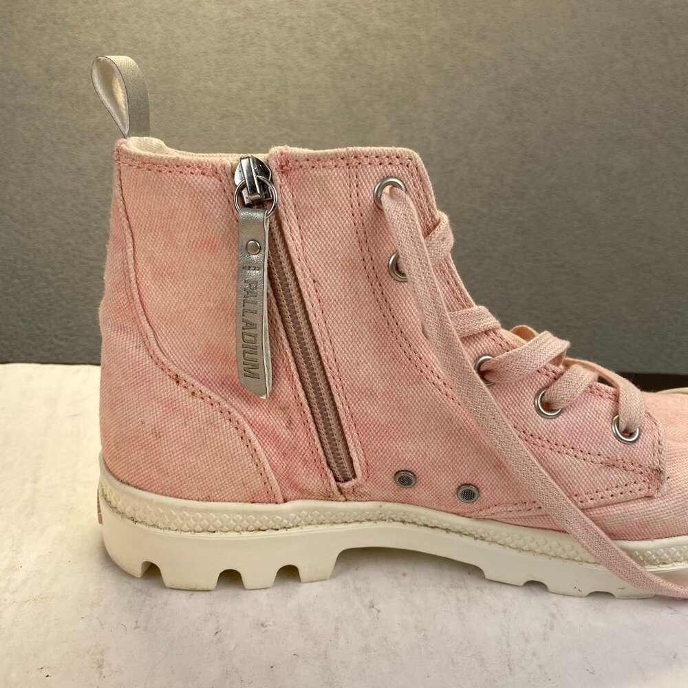Palladium Women’s Pampa Hi Top Rose Canvas Boots Size US 8 Zip Lace Up - Picture 7 of 13